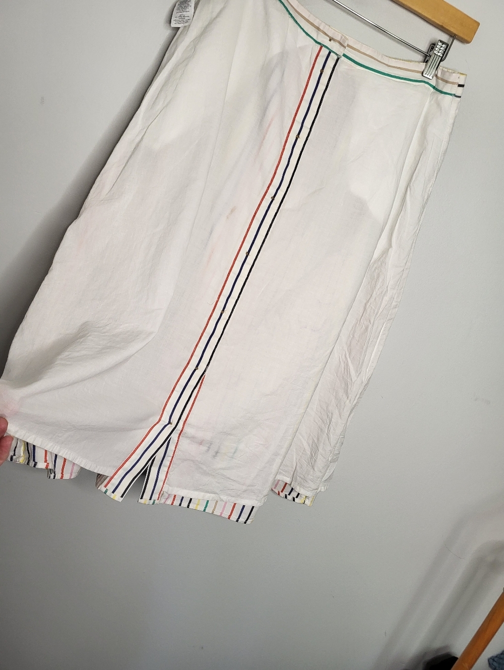 J.Crew Rainbow Stripe Poplin Midi Skirt Size L Fully Lined Pockets Preppy Summer - Picture 11 of 12